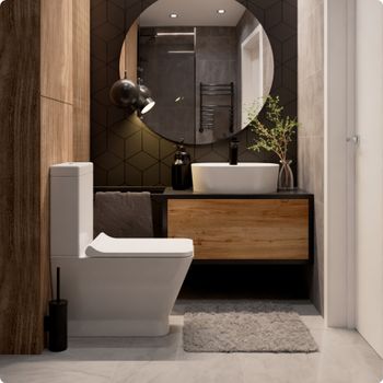 AQM1005PRO Унитаз напольный Rimless c сиденьем SoftClose, горизонтальный выпуск. 620x345x415мм — фото 8, Напольные унитазы