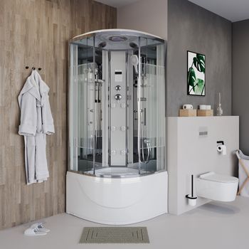 Душевая кабина Niagara Ultra NG-708-01 (90х90х220) высокий поддон(48см),стекло прозрачное с рисунком,4 места 7080164 — фото 2, Душевые кабины