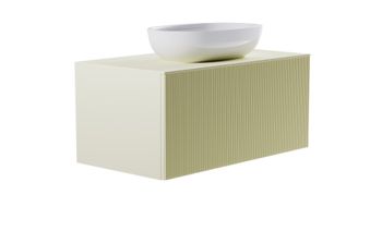 Тумба М-40 90см 1ящ RAL1013 мат./волна, раковина Атрия бел гл, столешница Solid в цвете 4631177714856 — фото 3, Тумбы с раковиной