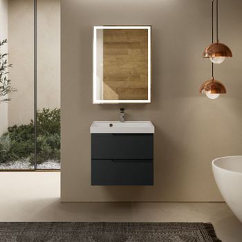 AQM900360GM "S3" тумба под умывальник подвесная 60 см., цвет антрацит. — фото 1, Тумбы под раковину