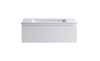 Нижний шкаф Альфа 90 с 1 ящиком белый матовый + Раковина "Альфа 90" 03060006+04010008 — фото 1, Тумбы с раковиной