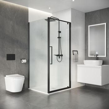 Душевое ограждение Niagara Nova NG-35-10AGR-A80GR-34 (100х80х195) прямоугольник,распашная,графит,стекло прозрачное,2 места — фото 5, Душевые уголки