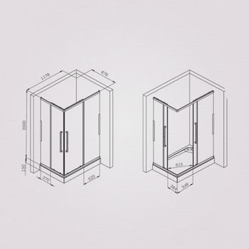 W84G-403-12090-BT Душевое ограждение Func Square Slide 120х90, черный, прозрачное — фото 5, Душевые кабины и ограждения