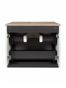 BOND Cube T99605 Тумба подвесная белая со столешницей под дерево без раковины — фото 8, Тумбы под раковину