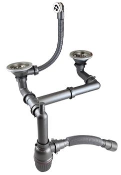 Сифон Bettoserb для мойки на 2 чаши 3 1/2" 125335 — фото 2, Сифоны для кухонной мойки