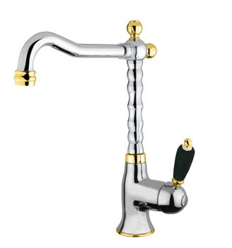Смеситель для раковины Fiore IMPERIAL BLACK 89CO5225, хром/золото — фото 1, Смесители для раковины