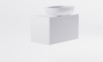 Тумба М-40 Slim 70см 1ящ белый мат./волна, раковина Атрия бел глянц, столешница Solid белый мат. 4631177715952 — фото 3, Тумбы с раковиной