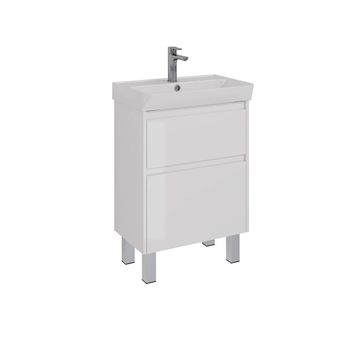 Тумба Lemark COMBI 60 см под 1 раковину, подвесная/напольная, 2 ящика, цвет корпуса, фасада: Белый г LM03C60T — фото 4, Тумбы под раковину