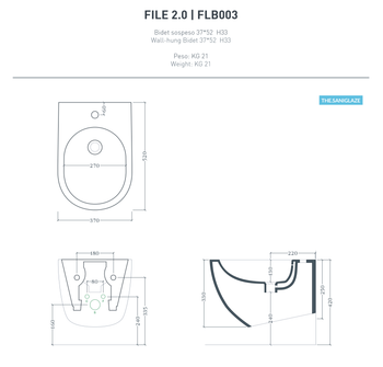 Биде Artceram File 2.0 подвесной с одним отверстием saniglaze цвет белый FLB003 01 30 — фото 2, Биде подвесные