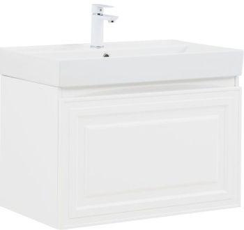 Тумба с раковиной Aquanet Агата 75 1 ящ. цв. белый сатин 00348186 — фото 1, Тумбы с раковиной