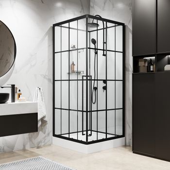 Душевая кабина Niagara Standart ST90/15QR/KL/BKT (90х90х225) низкий поддон(15см),черный,стекло прозрачное,3 места — фото 3, Душевые кабины