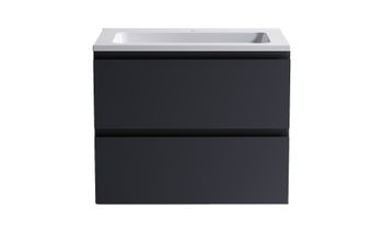 Нижний шкаф Альфа 70 с 2 ящиками темно-серый (RAL7024 матовый) + Раковина "Альфа 70" 03060004ral7024+04010006 — фото 1, Тумбы с раковиной