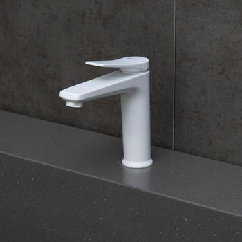 Bronx Смеситель для умывальника средний, монолитный, белый, LM, LM3737MW — фото 2, Смесители для раковины