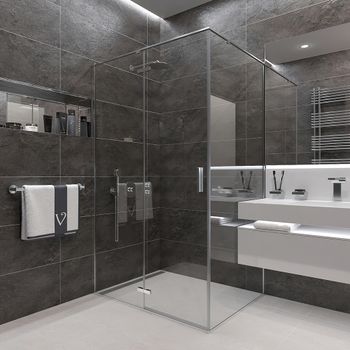 Душевой угол Veconi Rovigo RV-073, 1200х800х1950 хром, стекло прозрачное RV073-12080-01-C4 — фото 1, Душевые уголки