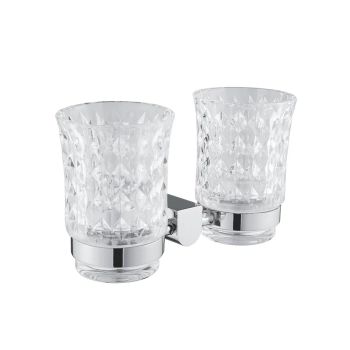 Стакан двойной для ванной комнаты Rose RG1722, хром — фото 1, Стаканы для зубных щеток