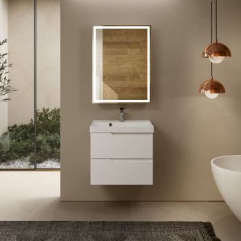 AQM900360WH "S3" тумба под умывальник подвесная 60 см., цвет белый глянец. — фото 1, Тумбы под раковину