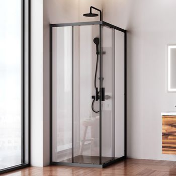 W90G-403-100280-BT Gem душевое огражд прямоугольн.,раздвиж.двери 100x80 черный мат.,стекло прозрачн — фото 8, Душевые кабины и ограждения