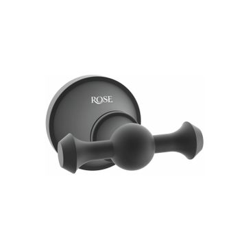 Крючок для ванной комнаты двойной Rose RG1921H, черный — фото 1, Крючки для полотенец