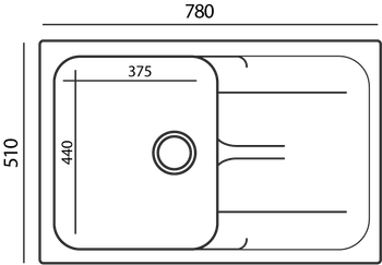 Кухонная мойка Polygran ALTO-780 мойка, цвет Опал 891401 — фото 2, Кухонные мойки