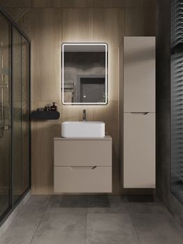 Orange Line Li-60TuLMDF+B02-460W тумба с раковиной подвесная 60 см, латте/белый Li-60TuLMDF+B02-460W — фото 4, Тумбы с раковиной