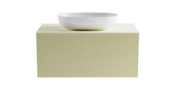 Тумба М-40 90см 1ящ RAL1013 мат./волна, раковина Атрия бел гл, столешница Solid в цвете 4631177714856 — фото 1, Тумбы с раковиной