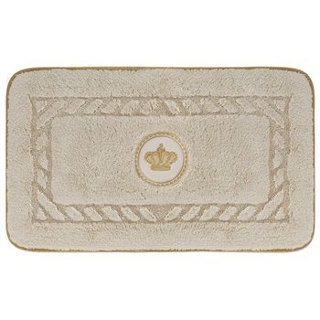 Коврик д/ванной комнаты 70х140 см., вышивка логотип КОРОНА, кремовый, окантовка золото 30765 — фото 1, Коврики для ванной комнаты
