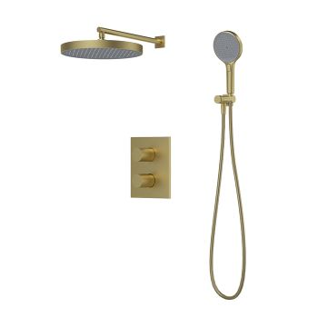 Душевая система IDDIS Duna с тропическим и ручным душем, с термостатом, матовое золото (DUNMG0Ti67) — фото 2, Душевые системы