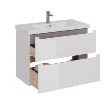 Тумба Lemark BUNO 100 см под 1 раковину, подвесная/напольная, 2 ящика, цвет планки: Серый, цвет корп LM04B100T — фото 1, Тумбы под раковину