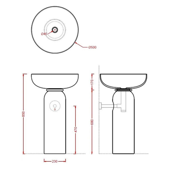 Пьедестал Artceram Jolie цвет черный матовый JOC001 17 00 — фото 2, Раковины