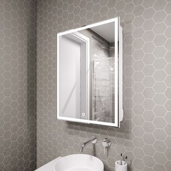 Товар: Шкаф-зеркало "МЕРКАДО-50 см" Пр. с LED подсветкой 205005 - фото 2 Шкаф-зеркало "МЕРКАДО-50 см" Пр. с LED подсветкой 205005 — фото 2, Зеркала в ванную комнату