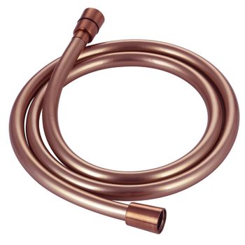 AQM1502BC Шланг душевой, ПВХ, 1500 мм, с латунными коническими гайками и защитой от перекручивания, медь шлифованная — фото 1, Душевые шланги