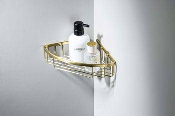 AQ4906BG угловая полка, шлиф. золото — фото 5, Полки для ванной и душа