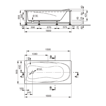 Veedi Ванна акриловая Una 180х80 с каркасом SET13118080 — фото 1, Акриловые ванны