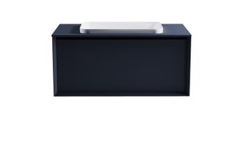 Тумба Фрейм 90см 1ящ RAL7024 мат., раковина Антарес бел гл, столешница Solid в цвете 4631177715341 — фото 1, Тумбы с раковиной