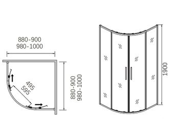 Душевая дверь раздвижная CL901B-90 — фото 1, Раздвижные душевые двери