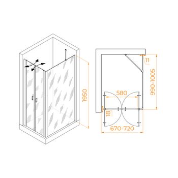 Душевой уголок RGW PA-144 (PA-104+Z-050-2+O-204) 700x1000 060814470-11 — фото 1, Душевые уголки