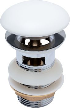 Донный клапан Aquanet белый матовый, с переливом 00333928 — фото 4, Донные клапаны