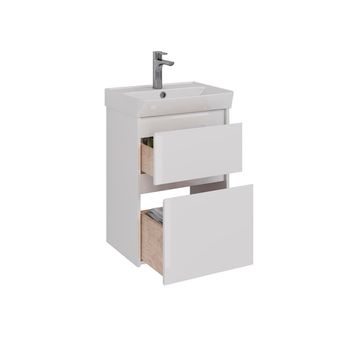 Тумба Lemark COMBI 50 см под 1 раковину, подвесная/напольная, 2 ящика, цвет корпуса, фасада: Белый г LM03C50T — фото 1, Тумбы под раковину