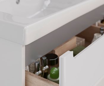 Тумба Lemark BUNO 100 см под 1 раковину, подвесная/напольная, 2 ящика, цвет планки: Серый, цвет корп LM04B100T — фото 3, Тумбы под раковину