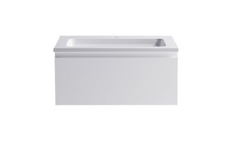 Нижний шкаф Альфа 70 с 1 ящиком белый матовый + Раковина "Альфа 70" 03060003+04010006 — фото 1, Тумбы с раковиной