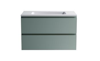 Нижний шкаф Альфа 90 с 2 ящиками зеленый (NCS S 3005-B80G матовый) + Раковина "Альфа 90" 3060007ncss3005-b80g+04010008 — фото 1, Тумбы с раковиной