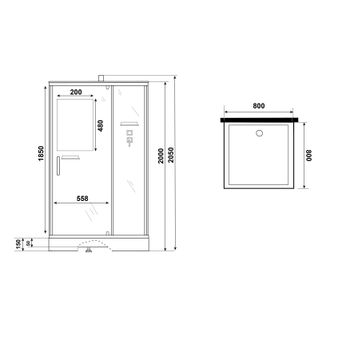 Душевая кабина Niagara Standart ST80/15Q/BK (80х80х200) квадрат,поддон 15см,распашная,проф.белый,без крыши,3 места — фото 11, Душевые кабины