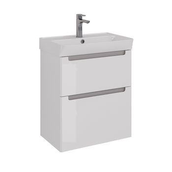 Тумба Lemark BUNO 60 см под 1 раковину, подвесная/напольная, 2 ящика, цвет планки: Серый, цвет корпу LM04B60T — фото 6, Тумбы под раковину