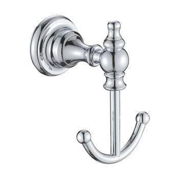 Крючок для ванной комнаты двойной Rose RG1121, хром — фото 1, Крючки для полотенец