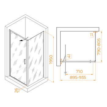 Душевой уголок RGW SV-145B (SV-05B + Z-050-2B) 900x800 703214598-14 — фото 4, Душевые уголки