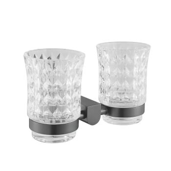 Стакан двойной для ванной комнаты Rose RG1722T, пепельный — фото 1, Стаканы для зубных щеток