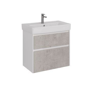 Тумба Lemark COMBI 80 см под 1 раковину, подвесная/напольная, 2 ящика, цвет фасада: Бетон, цвет корп LM03C80T-Beton — фото 6, Тумбы под раковину