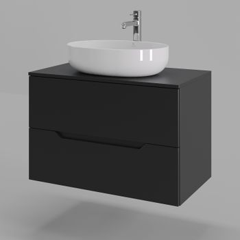 Orange Line Li-80TubMDF+B05-520W тумба с раковиной подвесная 80 см, черный/белый Li-80TubMDF+B05-520W — фото 1, Тумбы с раковиной