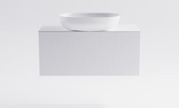 Тумба М-40 Slim 90см 1ящ белый мат./волна, раковина Атрия бел гл., столешница Solid бел гл. 4631177714634 — фото 1, Тумбы с раковиной
