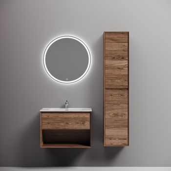 Тумба подвесная SANCOS Marmi 1.0 690х445х520 c одним ящиком оснащенным доводчиками скрытого монтажа и открытой нишей, дуб чарльстон, арт.MR1.070ECH — фото 2, Комоды и тумбы для ванной комнаты